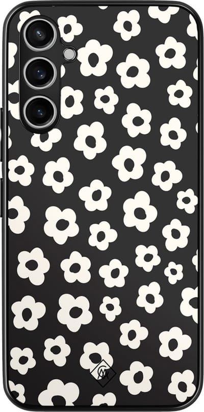 Casimoda® hoesje - Geschikt voor Samsung Galaxy A15 - Retro Bloempjes - Zwart TPU Backcover - Geen opdruk - Zwart