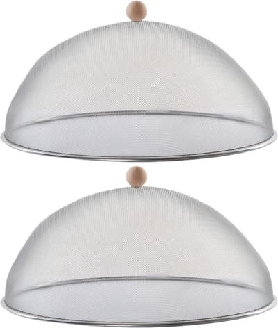 Esschert Design Vliegenkap voor voedsel - Set van 3x stuks - 43 cm - stevig RVS - voedselkap - eten afdekken - kap tegen insecten