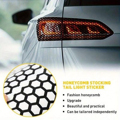 1 stuks Auto Achterlicht Lamp Stickers, Honingraat Type Decal Auto DIY Zelfklevende Tintfolie Vel, Universele Auto Accessoires one-size zwart