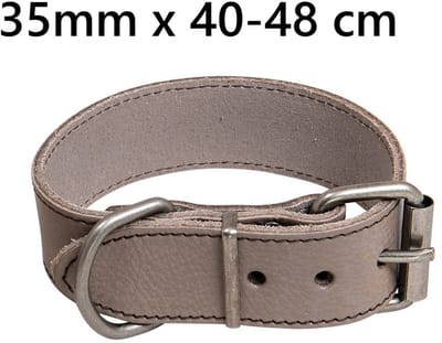 Animal Boulevard Ab30535 - Hals- En Leibanden - Hond - Ab Waxed Leather Halsband Grijs-35mmx40-48cm - Maat: 35mmx40-48cm