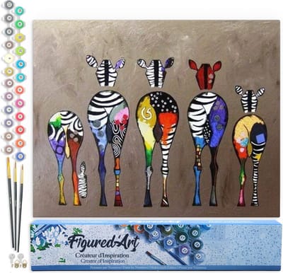 Figured'Art Schilderen op Nummer Volwassenen canvas Zebra's Terug - Handwerk acrylverf Kit DIY Compleet - 40x50cm zonder frame