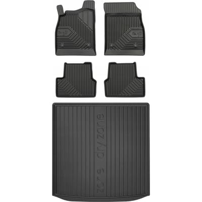 FROGUM No.77 & DRY ZONE Set - Rubberen Automatten + Kofferbakmat - Geschikt voor CHEVROLET Cruze I Stationwagen (2008-2016) - Zwart