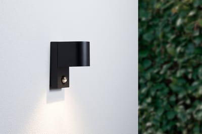 Groenovatie Wandlamp Down met Sensor - Rond - GU10 Fitting - Waterdicht IP44 - Mat Zwart