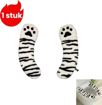 1 stuk - Toiletbrilhoes - Zelfklevende toiletbrilmat - Winter pluche toiletbrilkussen - Toilethoes - Zwart