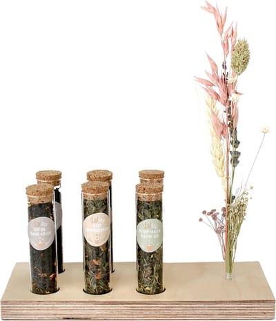 Het Theeplankje Beterschap - theeplank, theeplank met potjes, thee geschenkset, theeset, thee cadeaupakket, thee pakket, thee cadeau, thee proeverij, beterschap cadeau
