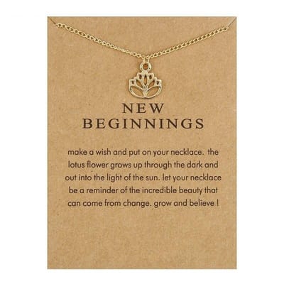 Bixorp Luck Dames Ketting met Gouden Lotus Bloem - "New Beginnings" - 45/50cm - Cadeau voor Vrouw - Goudkleurig