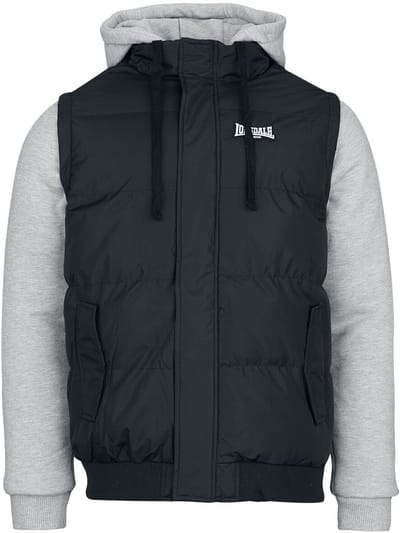 Lonsdale London Dowpot Heren Collegejas - zwart/gemêleerd grijs - XXL