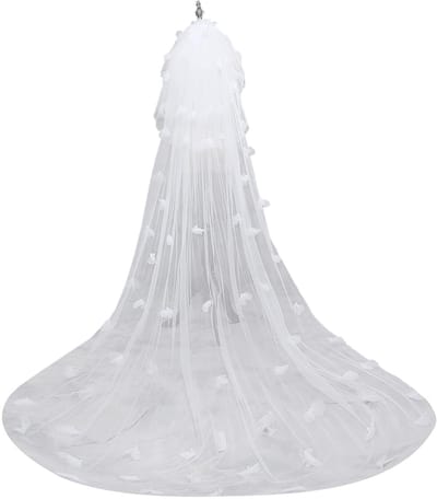 Dailygoods- Bruidsluier 3 Meter - Tulle Bruidsluier - Bruiloft Accessoires - Polyester - Wit - Geschikt voor alle bruiden - Trouwsluier