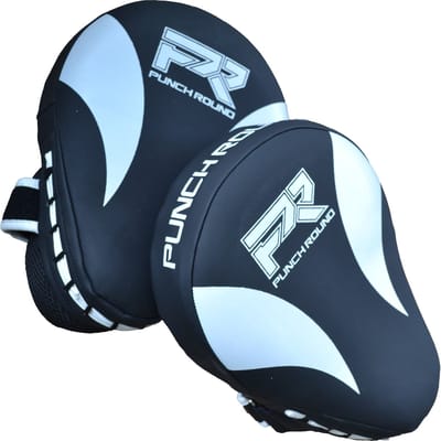 Punch Round PRO Hand Pads Focus Mitts Slam Zwart Wit