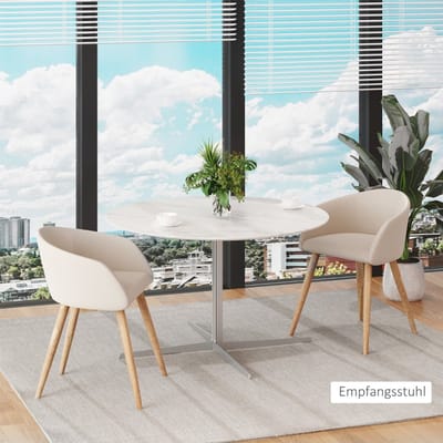 Wishdor - Set Van 2 Eetkamerstoelen - Gestoffeerd Met Dikke Vulling En Verstelbare Voetdoppen - Kuipvormig Ontwerp Voor Eethoek Of Kaptafel - Metalen Frame En Houten Poten - Beige - 55 X 56 X 74 Cm