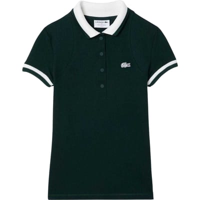 Lacoste Dames Geborduurd Logo Korte Mouwen Polo Shirt (Groen/Wit)