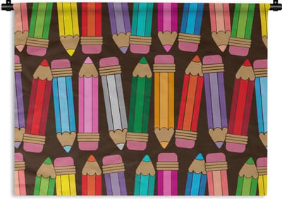 Wandkleed - Wanddoek - Potlood - Patronen - Abstract - Regenboog - 60x45 cm - Wandtapijt