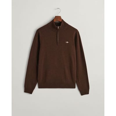 Gant Trui Superfijne Lamswol Half-Zip Donker Bruin / male