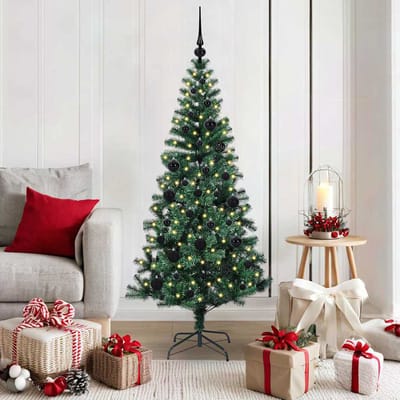 vidaXL - Kunststof - Voorverlichte - Kerstboom - Groen - 150 - cm - PVC - en - Metalen