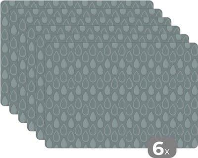 Placemat - Placemats kunststof - Patronen - Zee - Druppel - 45x30 cm - 6 stuks - Hittebestendig - Anti-Slip - Onderlegger - Afneembaar