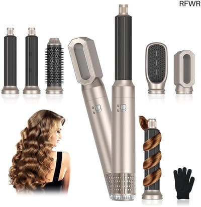 RFWR® Professionele Multifunctionele Haarstyler met Airstyler-functie - 1000 W, 5 Opzetstukken voor Gladmaken, Krullen en Volume