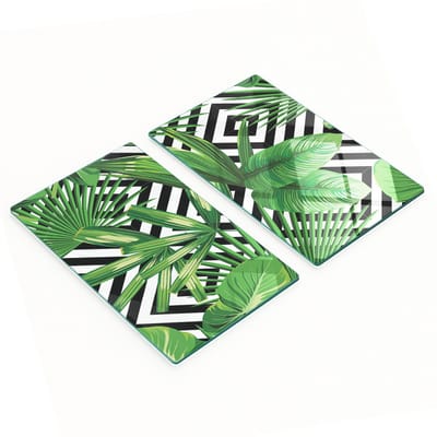 Decoratieve snijplanken van gehard glas met tropische bladeren, 2x30x52 cm