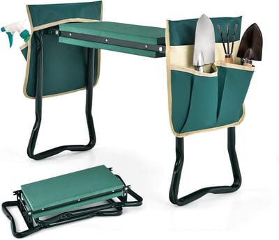 Kniebank Tuin - Hulpmiddel Tuinieren - Comfortabel Werken - Inklapbaar Met Opbergvakken - 58 x 28 cm - Groen