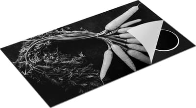 Chefcare Inductie Beschermer Wortels op Zwarte Marmer - Zwart Wit - 90x50 cm - Afdekplaat Inductie - Kookplaat Beschermer - Inductie Mat
