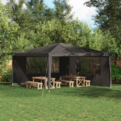vidaXL - Party - Tent - Zijwand - 2 - st - 400 - x - 195 - cm - Antraciet - PE - en - staal
