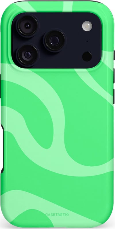 Casetastic hoesje geschikt voor Apple iPhone 17 Pro - MagSafe - Dubbellaagse bescherming - Limoen Groene Vloeiende Golven - Fashion Case - Groen