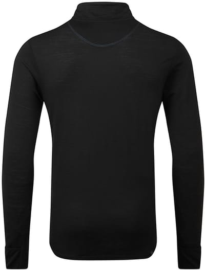 Ronhill | Heren | Tech Merino 1/2 Zip | Black/Lake | Merino Hardloopshirt met lange mouwen | Zwart | Maat S