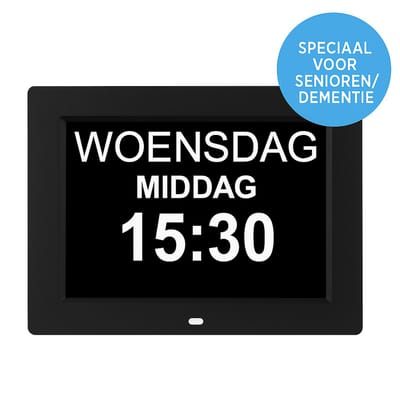 Nifkos Dementieklok met XL beeldscherm - Digitale Kalenderklok met datum, dag en tijd - Alzheimer Klok - Seniorenklok