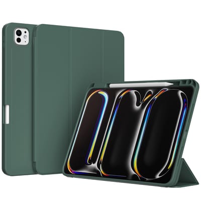 Accezz Tablet Hoes - Geschikt voor Apple iPad Pro 11 (2025) M5 / Pro 11 (2024) M4 - Smart Silicone Bookcase - Donkergroen
