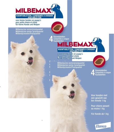 Milbemax Milbemax Kauwtablet Kleine Hond - Anti wormenmiddel - 2 x 12 g 4 tab 1 Tot 5 Kg