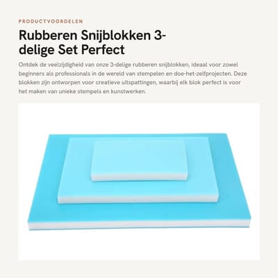 Dailygoods- Snijblokken 3-delig - Rubber - PVC - Gelaagd - Geschikt voor beginners/professionals - Afmetingen: 9x5,5/15x10/20x15 cm - Stempelblok