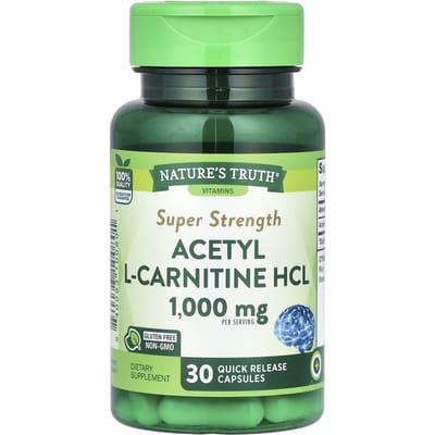 Nature's Truth, Acétyl L-Carnitine HCL, Super Force, 1 000 mg, 30 Gélules à Libération Rapide (500 mg par gélule)