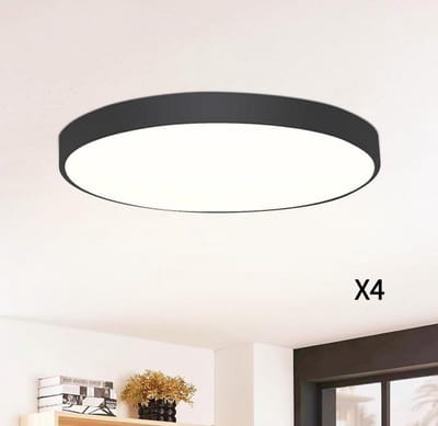 Glitzerlife - Plafondlamp LED - 4 stuks Badkamerlamp - Modern Design - LED Deckenleuchte - Waterdicht IP44 - Energiezuinig 17W - Ø28cm - Zwart