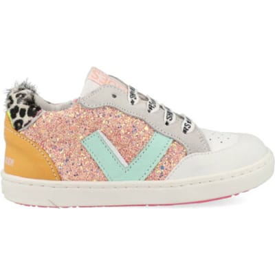 Sneakers | Meisjes | Pink orange green | Leer | Shoesme | Maat 22