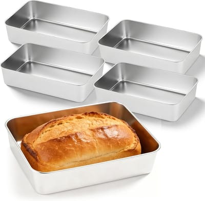 Set van 4 RVS Bakvormen voor Brood, Taart en Toast - Duurzaam, Gezond en Vaatwasserbestendig, Afmetingen 33 x 15 x 6.5 cm