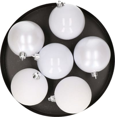 Cosy & Trendy Kerstballen - 6x st - wit - D8 cm - kunststof - kerstversiering - kerstboomversiering