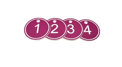 Allecto - ABS-sleutelhangers met ring - Genummerde tags - Ideaal voor organisatie - Paars - Sleutelhangers 1 tot 50 - Perfect voor iedereen - 50 stuks