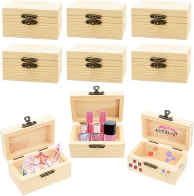 Kleine Houten Schatkist Set van 6 Stukjes voor Kinderen - Schilderen, DIY Knutselprojecten en Verjaardagsfeestjes