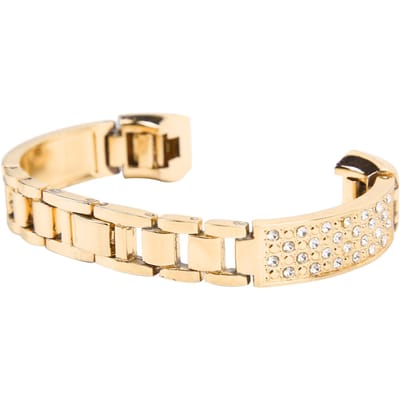 Roestvrij Staal Armband Dames Inleg Strass Polsband Pols Decoratie voor Fitbit Gold beige