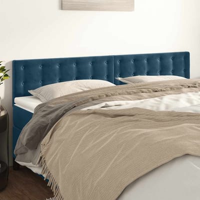 vidaXL - Hoofdborden - 200x5x78/88 - cm - fluweel - donkerblauw