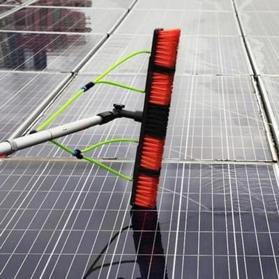 Glasreinigingsborstel - Telescopische paal - Hoge oppervlakken reinigen - Flexibele roterende kop - Tot 12 meter - Zilver