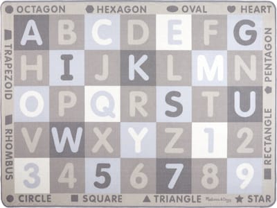 Melissa & Doug Extra groot ABC/123-speelkleed met grijze en blauwe kleuren (147 cm x 200 cm, 36 speelkaarten)