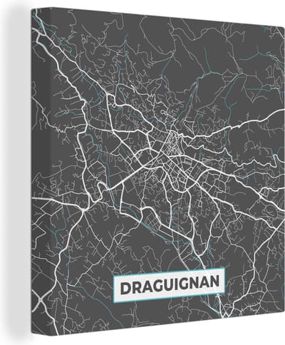 Canvas Schilderij Draguignan - Frankrijk - Stadskaart - Kaart - Plattegrond - 20x20 cm - Wanddecoratie