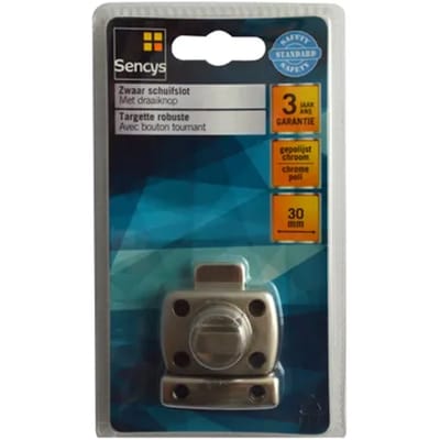 Sencys Schuifslot Met Draaiknop - Gepolijst Chroom - 30 Mm