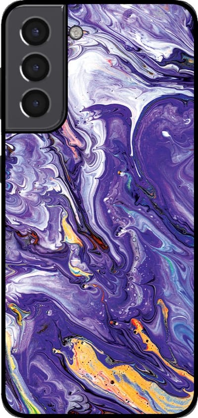 Smartphonica Telefoonhoesje voor Samsung Galaxy S21 met marmer opdruk - TPU backcover case marble design - Goud Paars geschikt voor Samsung Galaxy S21