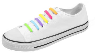 Elastische schoenveters | Platte schoenveters | Nooit meer veters strikken | 2x8 stuks | Kleur: Regenboog