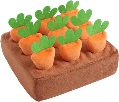 Snuffelmat voor Honden - Voedsel Puzzel - Langzaam Eten - 9 Wortels - 16x16cm Basis - Veelkleurig