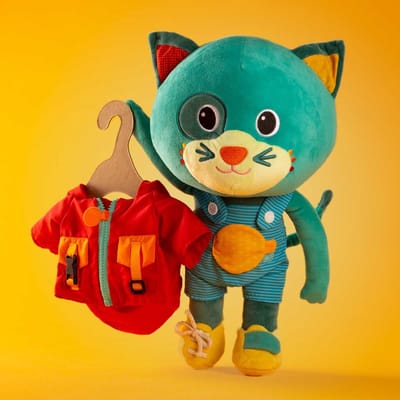Imaginarium Motoriek Knuffel Poes - Grote Pop om Basisvaardigheden te Oefenen - 13 Activiteiten - 40 cm
