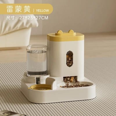 Automatische Voerbak Hond Kat Voerbak Met Waterfontein Grote Capaciteit Huisdier Voer Opslag Dispenser Container Puppy Huisdier Accessoires L&2L beige