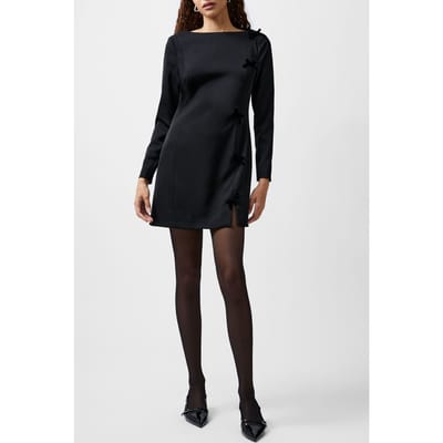 French Connection Fenix Satin Bow Ls Dress Blackout Size: 8 | Mini Dresses Outlet | Dames | Zwart