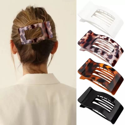 4 stuks platte haarclips voor vrouwen, gebogen ontwerp haarclips voor liggend en rijdend haar - Haarclips van acetaat en comfortabel, antislip matte, sterke haarclips voor dun en dik haar, haaraccessoires